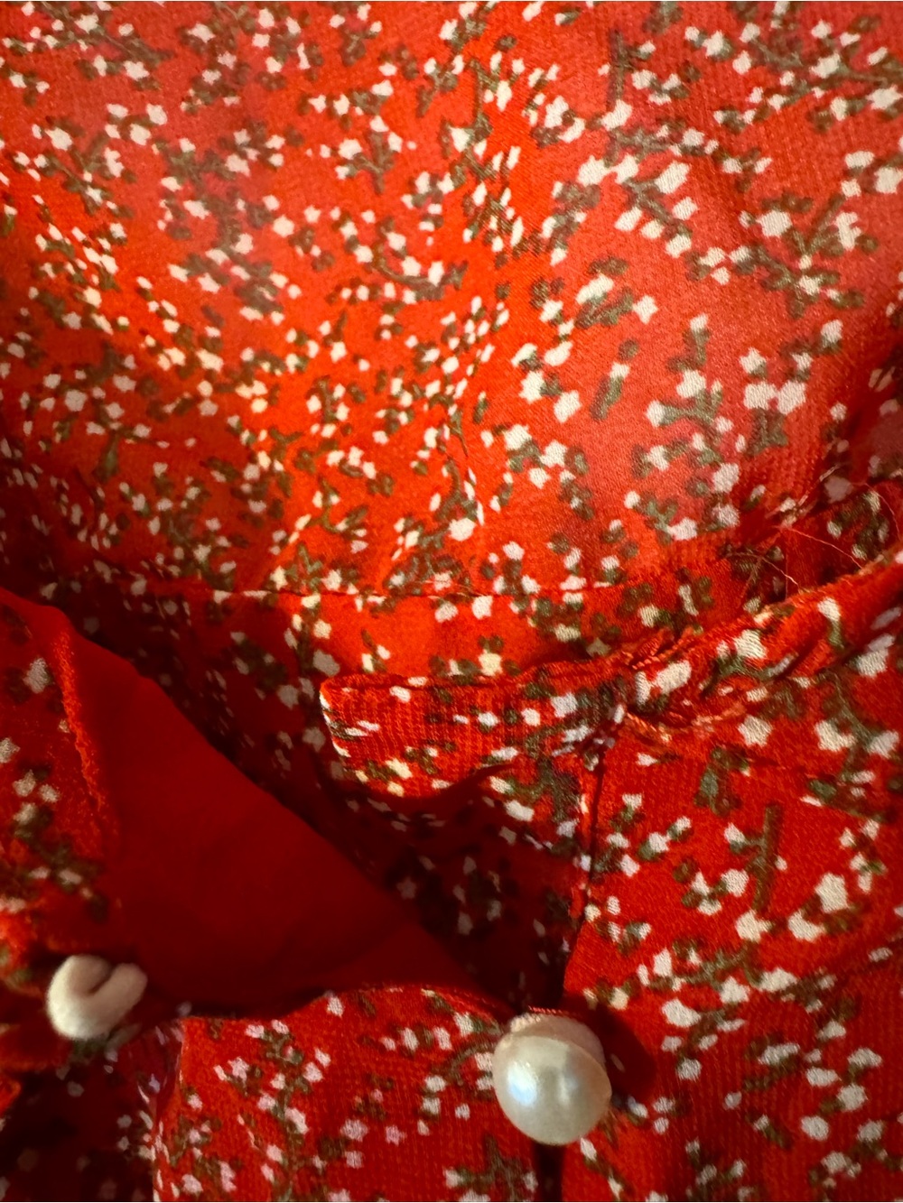 Nasty Gal Red Floral Ruffle Peasant Button Top. Size 10, Just adorable 🥰 - Picture 8 of 15
